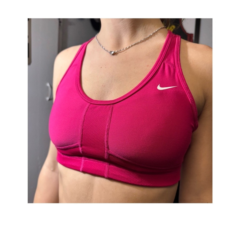 Nike Dri-FIT Womens Racerback Sports Bra‎ Pink XS Scoop Neck Activewear